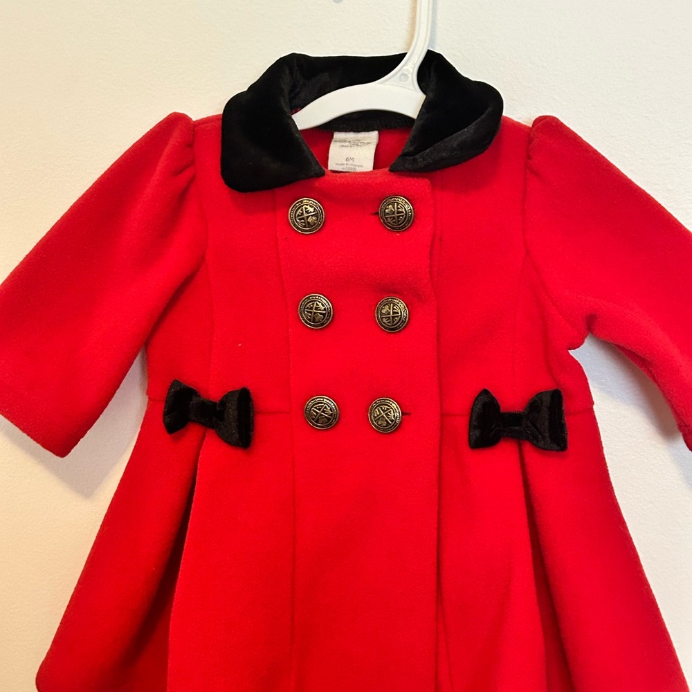 Starting Out Red Pea Coat with Black Details